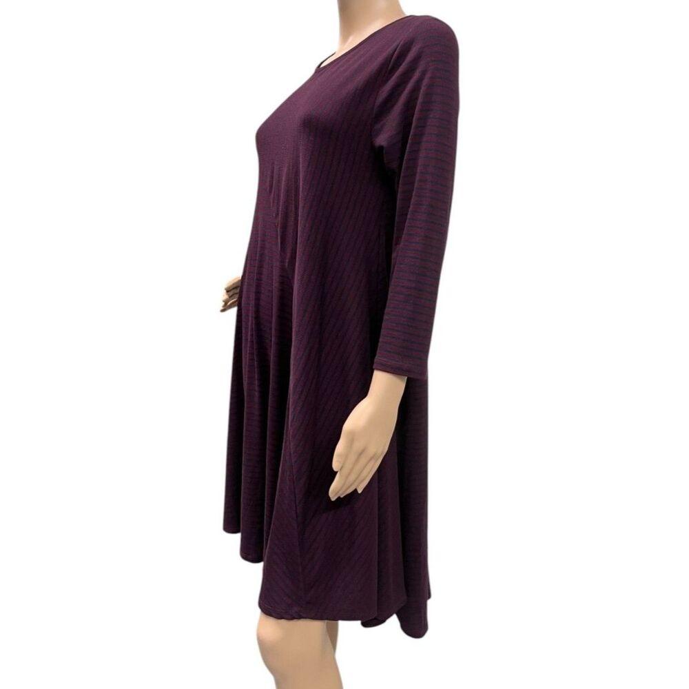 Anthropologie PUELLA A-Line Assymetrical Dress Purple & Blue Striped Sz M